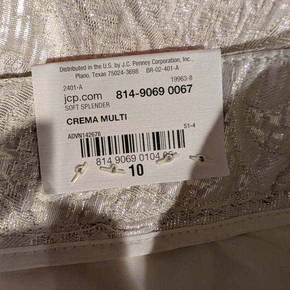 NWT Liz Claiborne Emma Ankle slim straight pants Women's 10 Cream shimmer - Picture 6 of 9